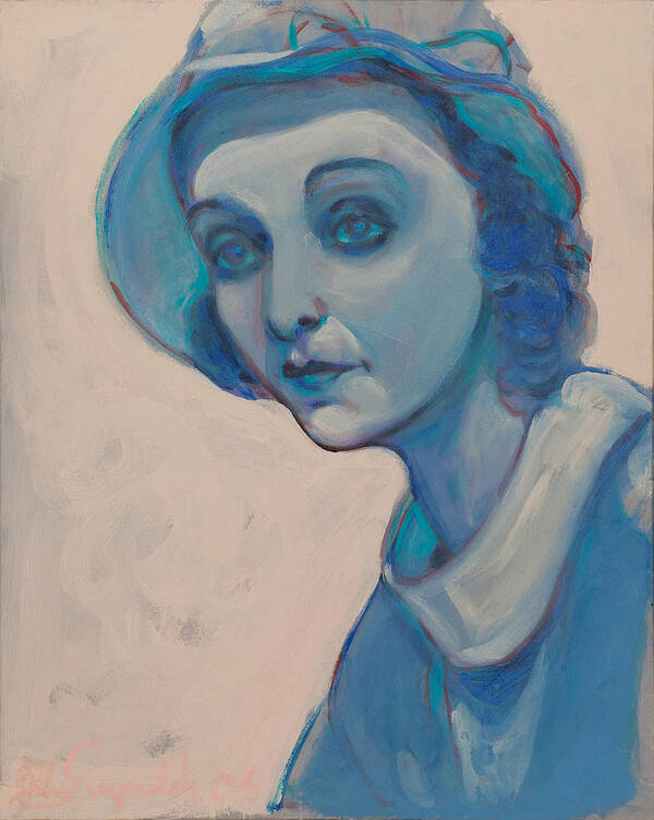 Zasu Pitts Poster featuring the painting Zasu in Blue by John Reynolds