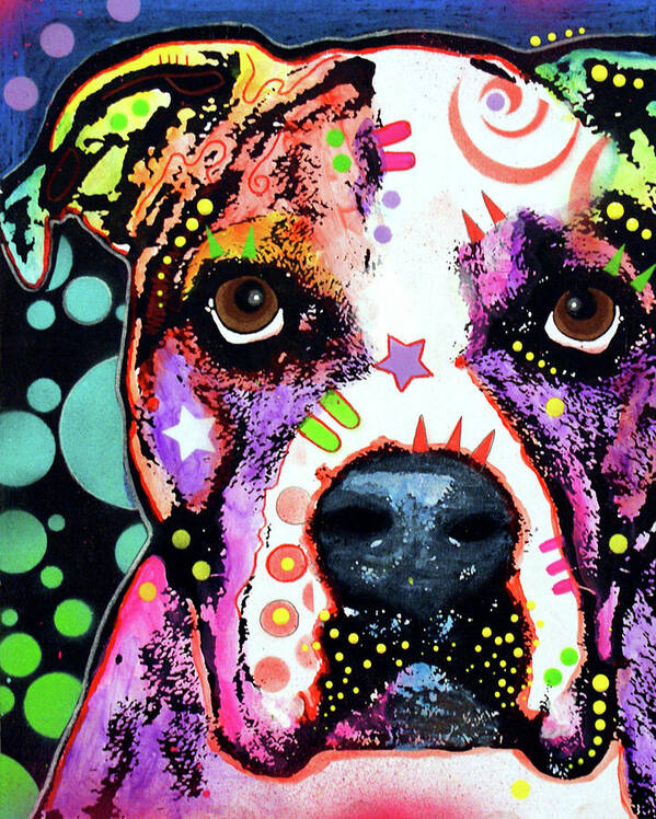 American Bulldog Poster featuring the mixed media American Bulldog #1 by Dean Russo