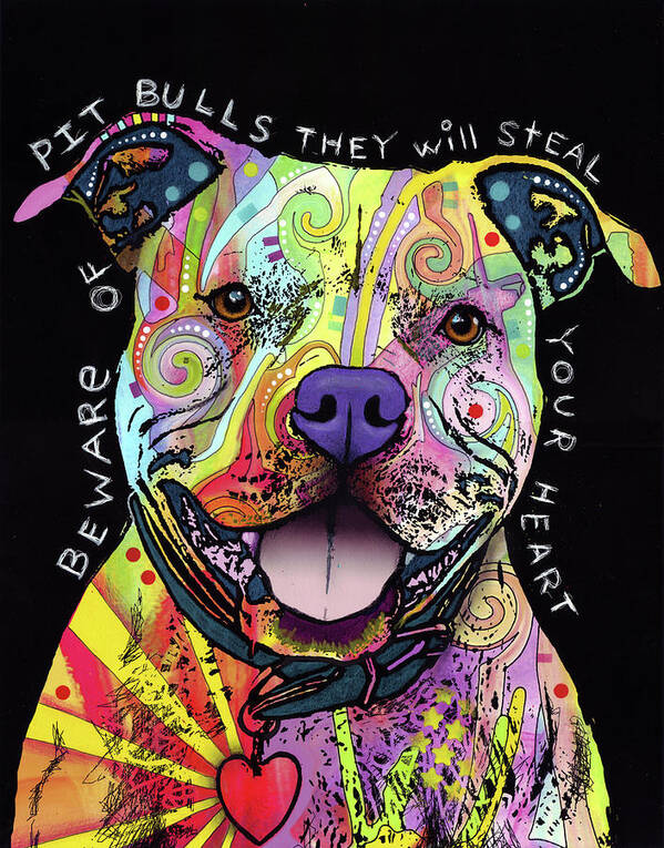 Beware Of Pit Bulls Poster featuring the mixed media Beware Of Pit Bulls #1 by Dean Russo
