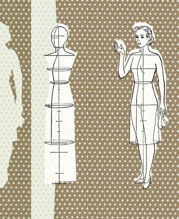 Adult Poster featuring the drawing Dressmaking form #1 by CSA Images