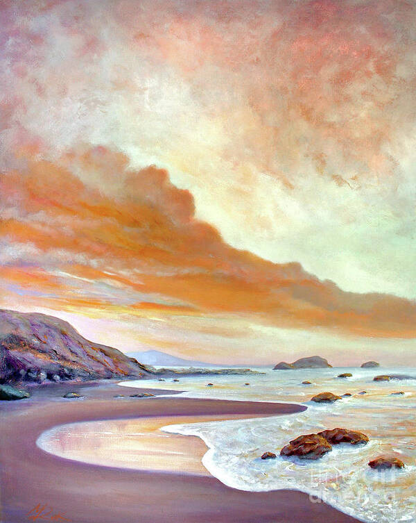 Landscape Poster featuring the painting San Simeon Beach by Michael Rock