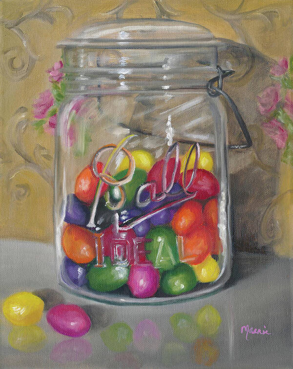 Jar Of Jellybeans Poster featuring the painting Jar Of Jellybeans #1 by Marnie Bourque