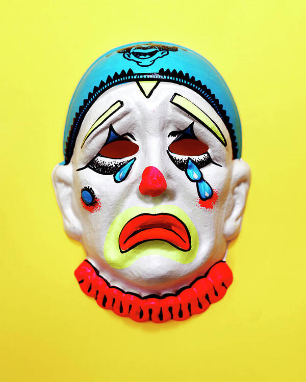 Campy Poster featuring the drawing Mask of a Sad Clown #1 by CSA Images