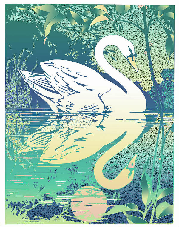 Swan Poster featuring the digital art Swan #1 by David Chestnutt