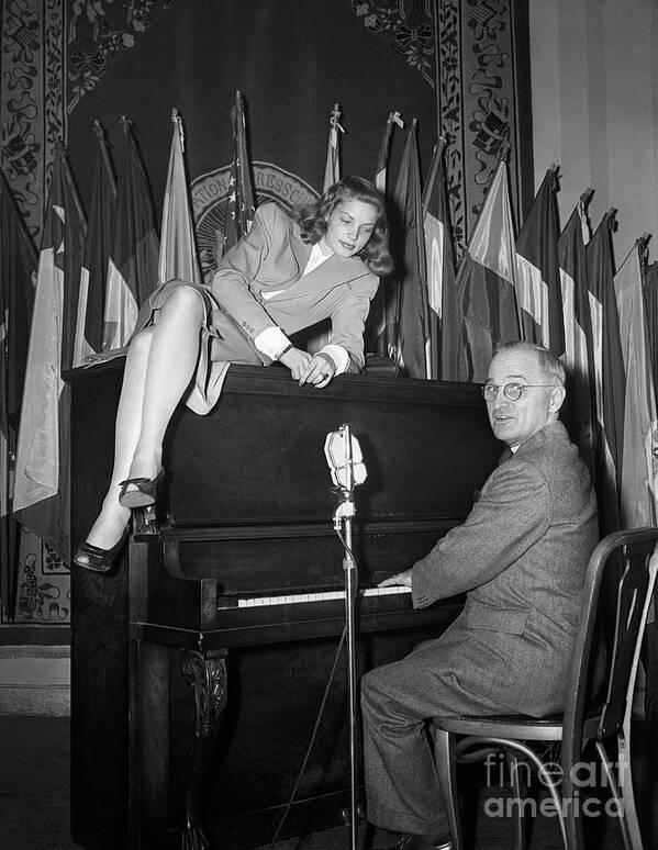 Piano Poster featuring the photograph Vice-president Truman Plays Piano #1 by Bettmann