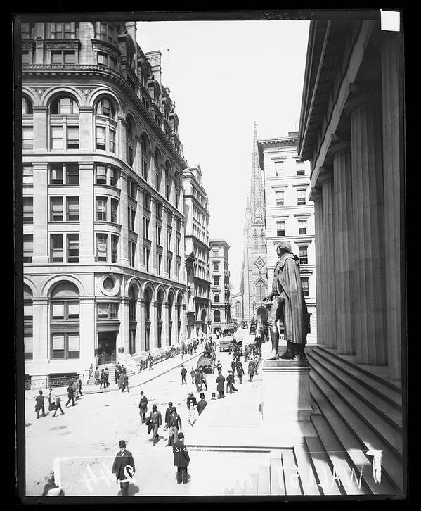 Vertical Poster featuring the photograph Wall Street #1 by The New York Historical Society