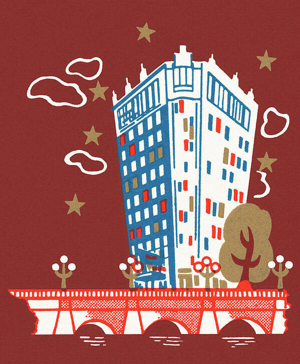 Accommodate Poster featuring the drawing Urban building #14 by CSA Images