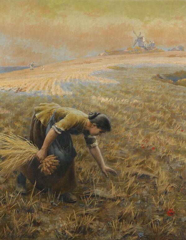 Girl Poster featuring the painting Arthur Foord Hughes English, 1856-1914  Gleaning #2 by Celestial Images