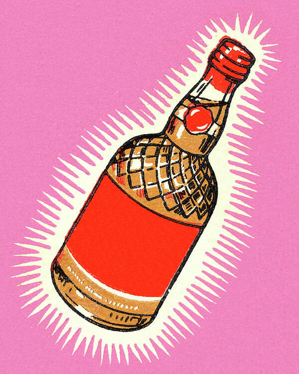 Alcohol Poster featuring the drawing Bottle #2 by CSA Images