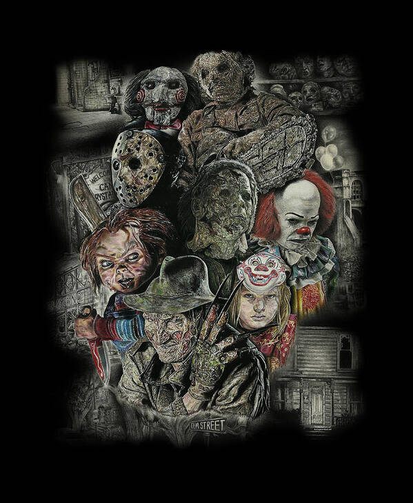 Fear Poster featuring the mixed media Horror Movie Murderers #2 by Daniel Ayala
