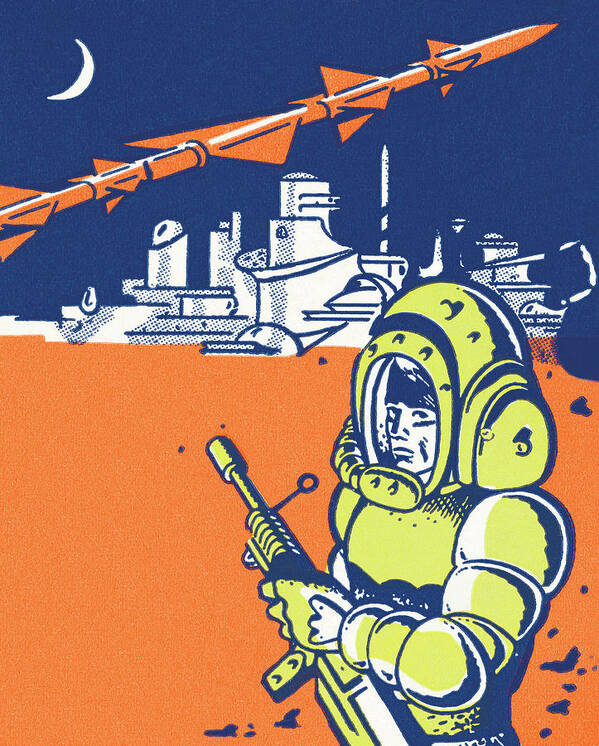 Astronaut Poster featuring the drawing Spaceman #21 by CSA Images