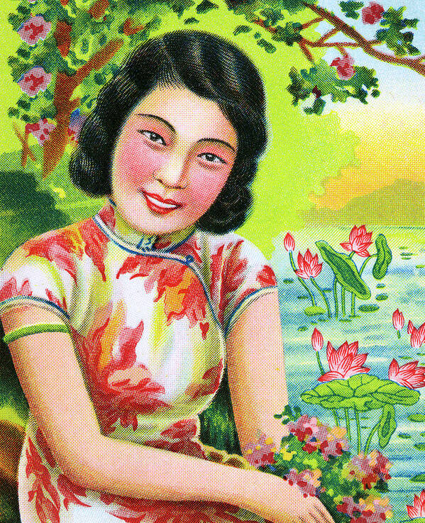 Adult Poster featuring the drawing Asian Woman #30 by CSA Images