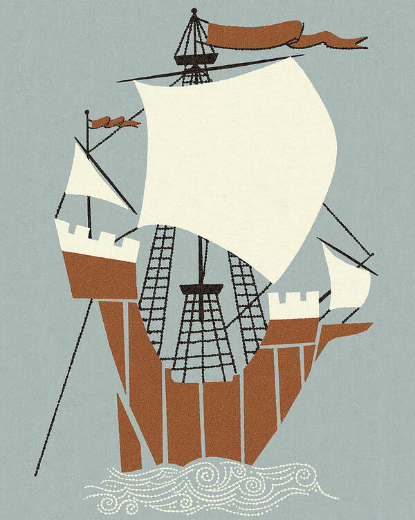 Activity Poster featuring the drawing Pirate Ship #5 by CSA Images