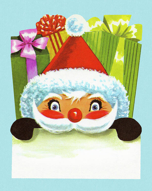 Blue Background Poster featuring the drawing Santa Claus #57 by CSA Images
