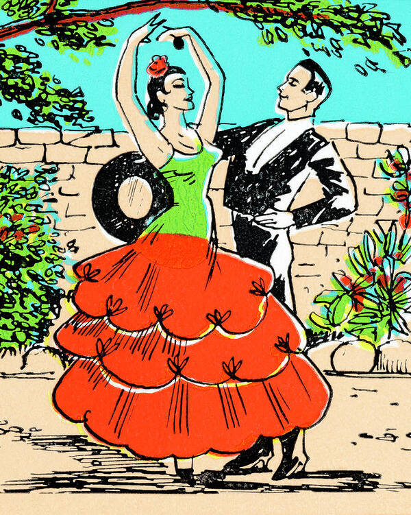 Activity Poster featuring the drawing Couple Dancing #61 by CSA Images