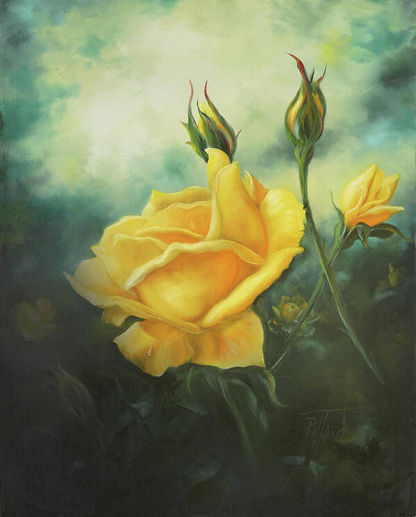Rose Poster featuring the painting Yellow Friendship Rose by Lynne Pittard