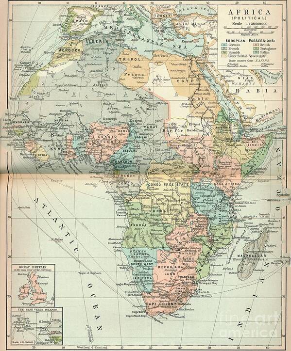 Continent Poster featuring the drawing Africa Political, C1902, 1903 by Print Collector