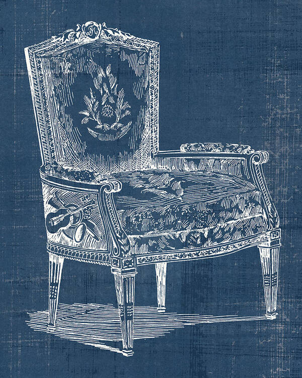  Poster featuring the painting Antique Chair Blueprint I by Vision Studio