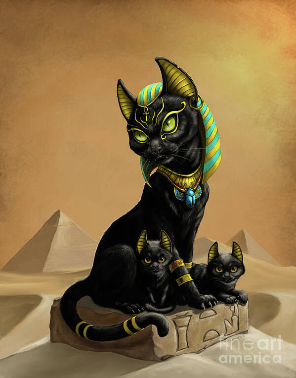 Bastet Poster featuring the digital art Bastet Egyptian Goddess by Stanley Morrison