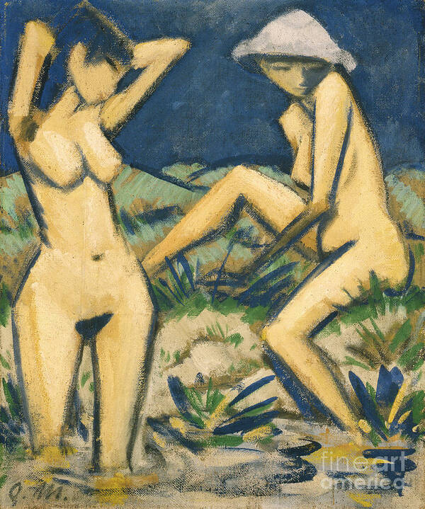 Otto Poster featuring the painting Bathers, Circa 1920 by Otto Muller Or Mueller