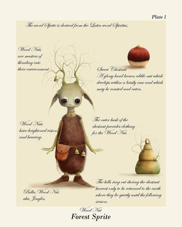 Fantasy Poster featuring the mixed media Bella Wood Nut by Joe Gilronan