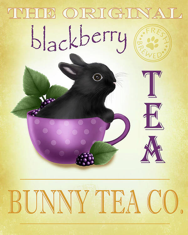 Blackberry Tea Bunny Poster featuring the digital art Blackberry Tea Bunny by Melissa Dawn