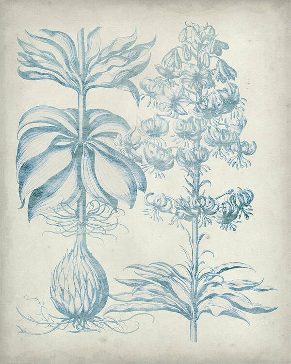 Botanical Poster featuring the painting Blue Fresco Floral II by Vision Studio