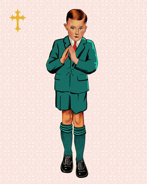 Apparel Poster featuring the drawing Boy Wearing Shorts Suit by CSA Images
