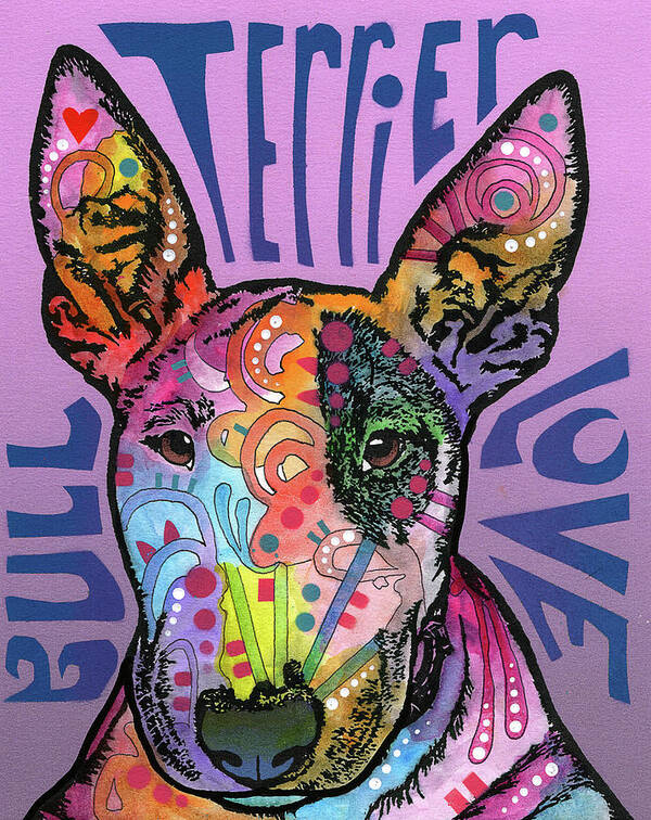 Bull Terrier Luv Poster featuring the mixed media Bull Terrier Luv by Dean Russo