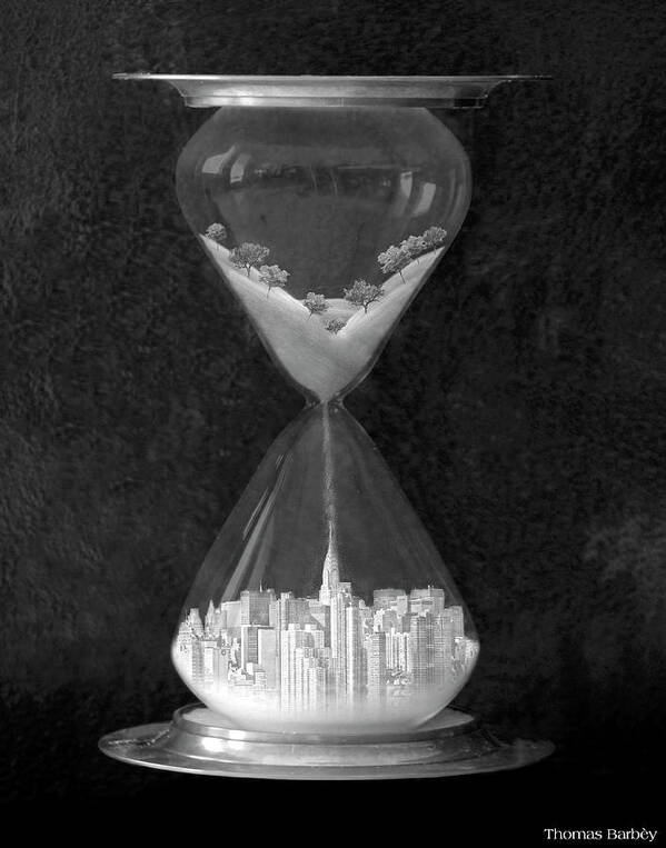 Sand Hour Glass Poster featuring the mixed media Burb To Urb by Thomas Barbey