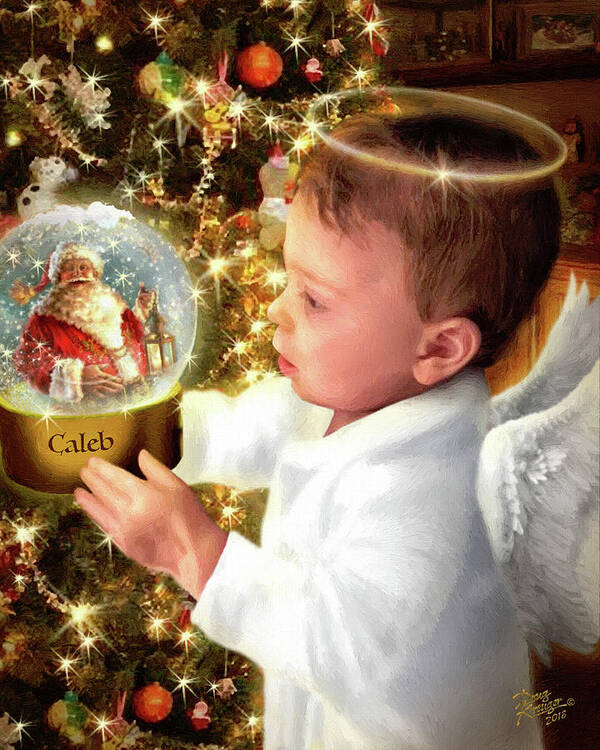 Christmas Angel Poster featuring the digital art Caleb Christmas Angel by Doug Kreuger