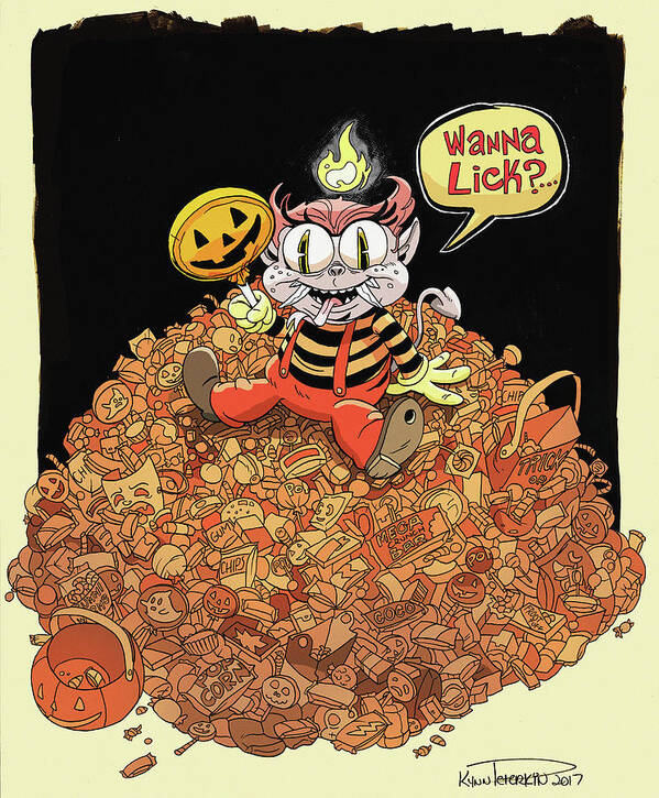 Halloween Poster featuring the digital art Candy Theif by Kynn Peterkin