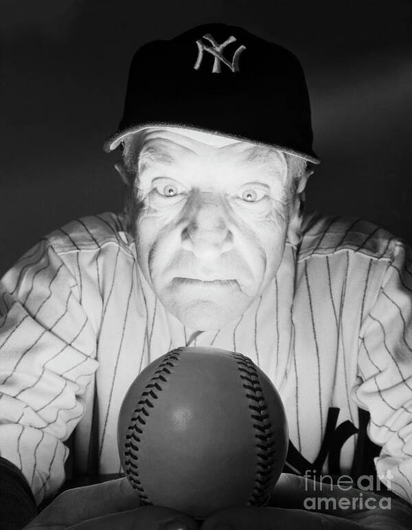 Mature Adult Poster featuring the photograph Casey Stengel Reading The Yankees by Bettmann