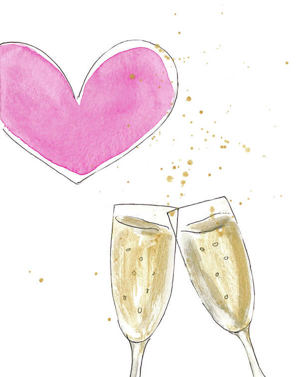 Champagne Poster featuring the mixed media Champagne Heart by Lanie Loreth