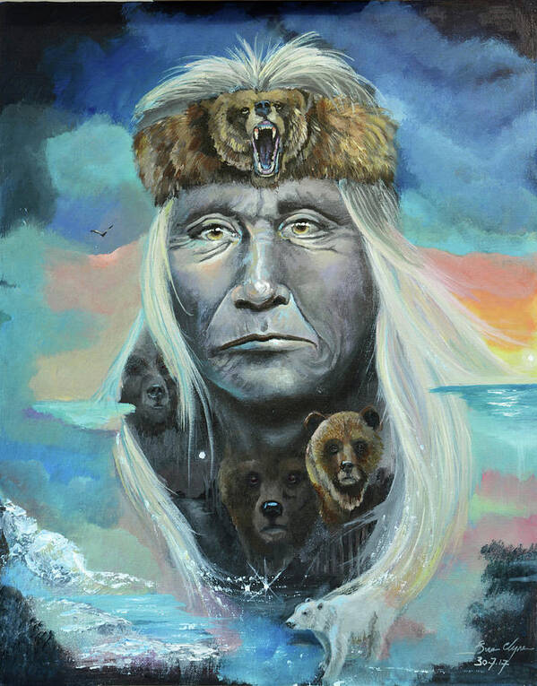 Chief Bear Poster featuring the painting Chief Bear by Sue Clyne