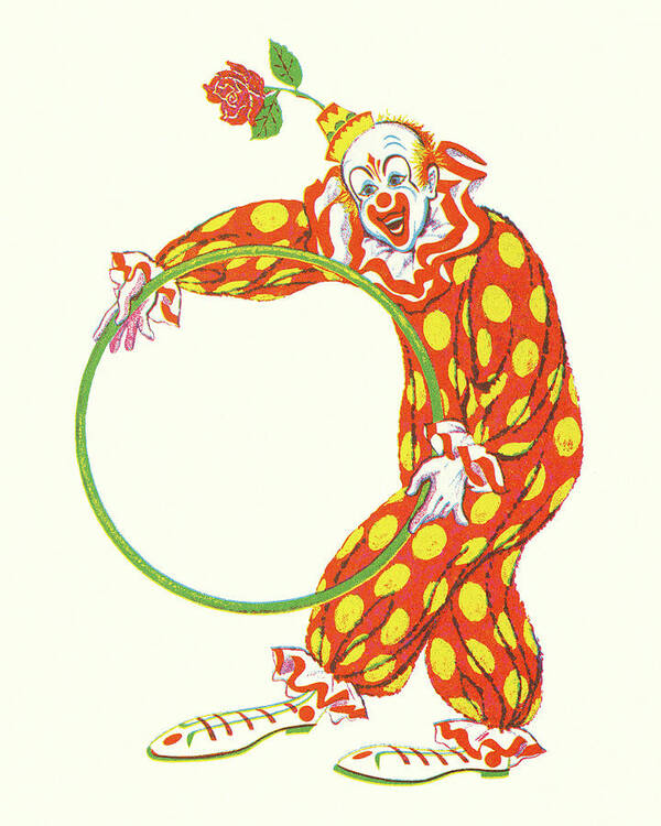 Campy Poster featuring the drawing Clown Holding a Hoop by CSA Images