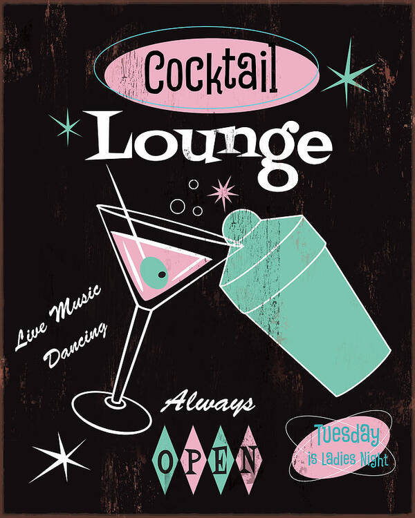 Cocktail Lounge Poster featuring the mixed media Cocktail Lounge by Fiona Stokes-gilbert