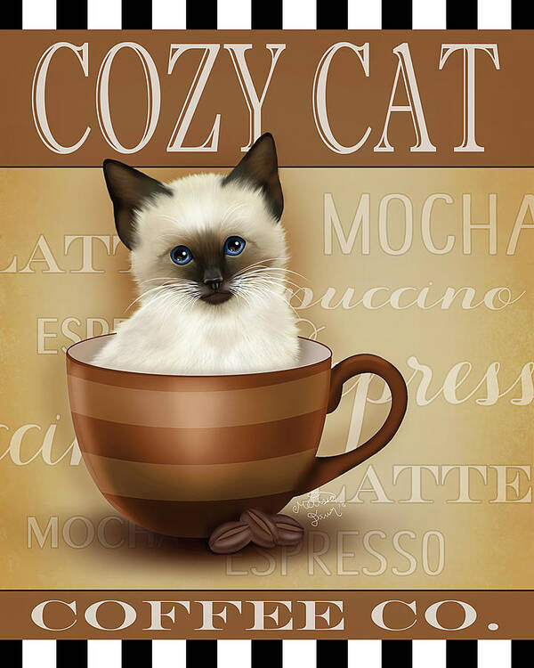 Coffee Cat Poster featuring the digital art Coffee Cat by Melissa Dawn