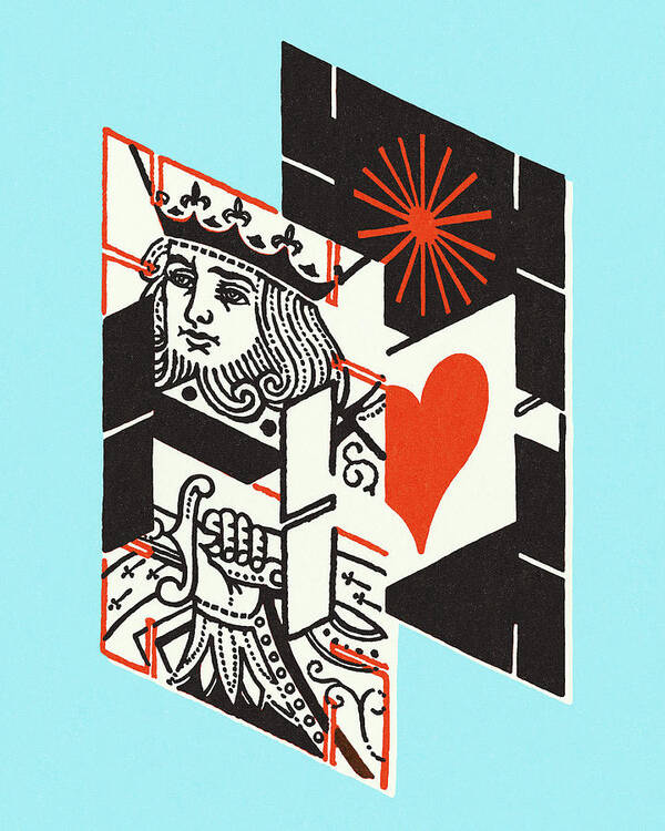 Blue Poster featuring the drawing Construction Playing Cards by CSA Images
