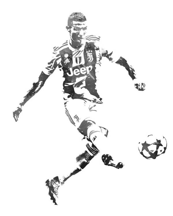 Cristiano Ronaldo Juventus Water Color Pixel Art 1 Poster by Joe