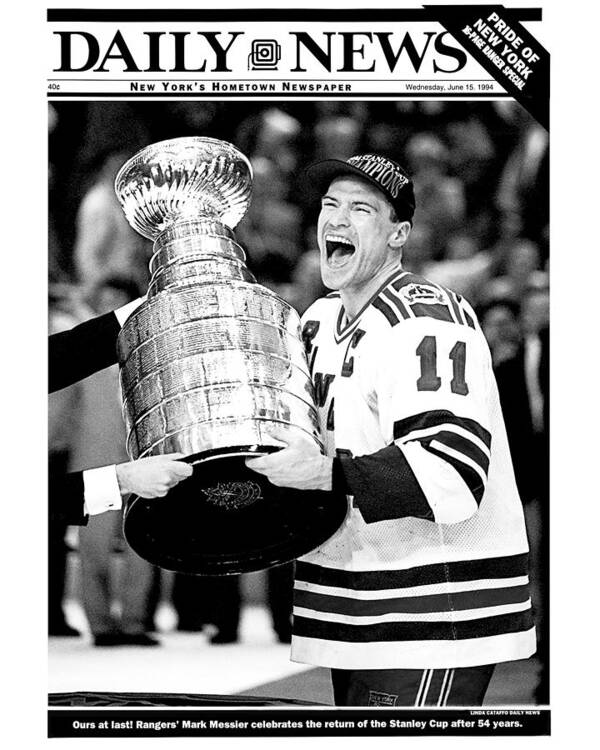 National Hockey League Poster featuring the photograph Daily News Front Page June 15, 1994 by New York Daily News Archive