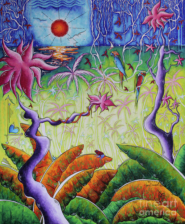 Original Poster featuring the painting Deep in the Jungle Original Fantasy MAD Wonderland Painting Art by Megan Duncanson by Megan Aroon