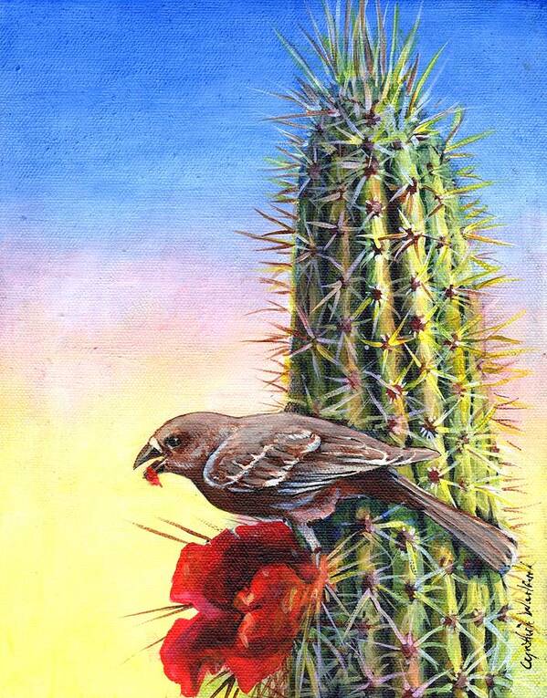 Desert Wren Poster featuring the painting Dessert in the Desert by Cynthia Westbrook