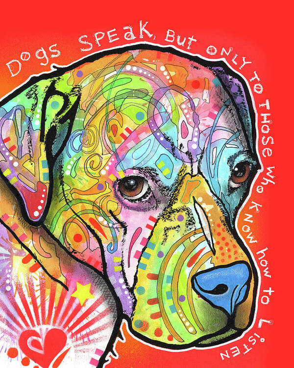 Dogs Speak Poster featuring the mixed media Dogs Speak by Dean Russo