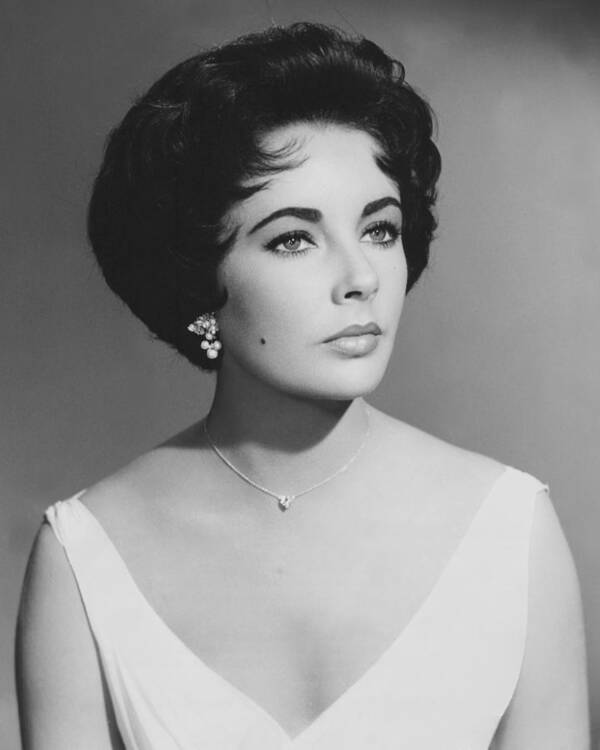 1950s Poster featuring the photograph Elizabeth Taylor Iconic Classical Studio Headshot by Globe Photos