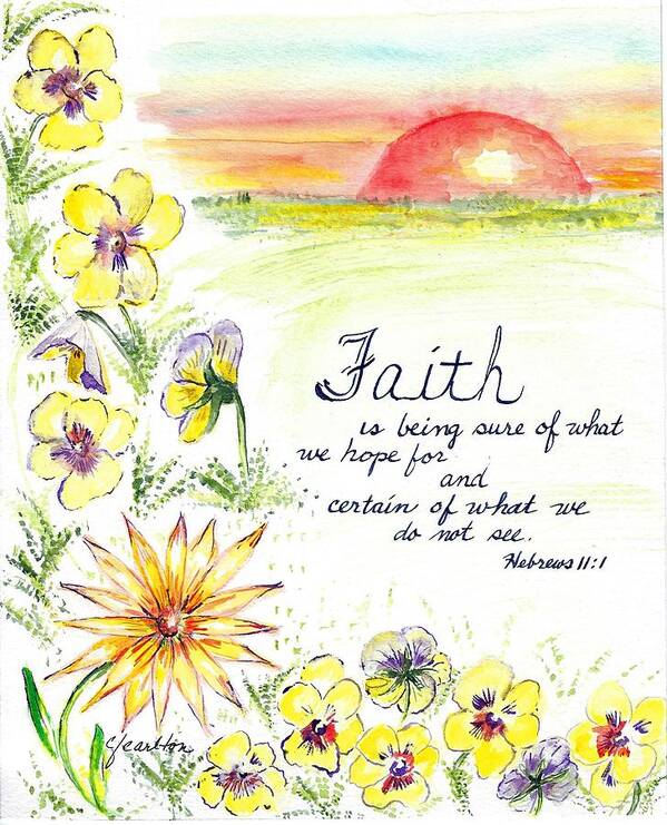 The Word Faith Poster featuring the painting Faith and Flowers by Claudette Carlton