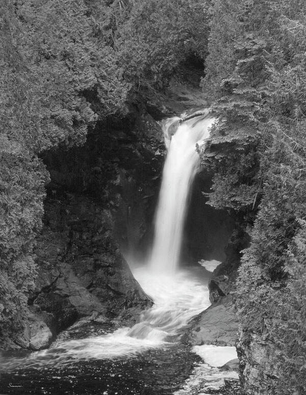 A Waterfall In Glacier National Park
Black And White Poster featuring the photograph Falls 4 by Gordon Semmens
