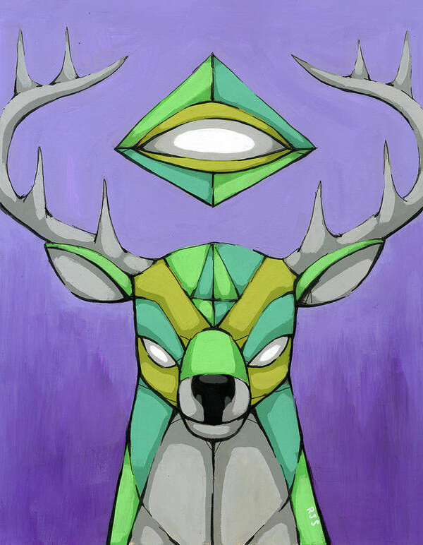 Fear The Deer Poster featuring the painting Fear The Deer by Ric Stultz