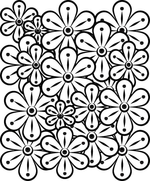 Flower Poster featuring the digital art Flowers Black and White by Patricia Piotrak