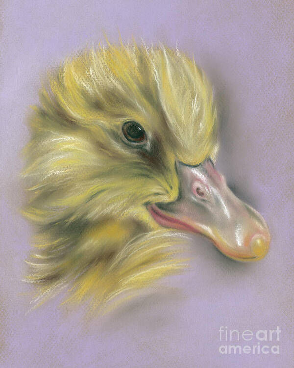 Bird Poster featuring the painting Fluffy Duckling Portrait by MM Anderson
